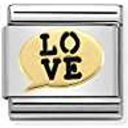 Nomination Composable Classic Link Black Love Charm - Silver/Gold/Black