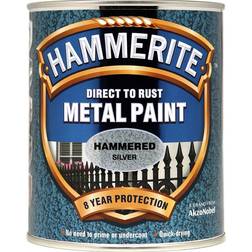 Hammerite Direct to Rust Hammered Effect Metal Paint, Wood Paint Silver 0.75L