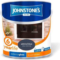 Johnstones Weatherguard 6 Year Exterior Gloss Metal Paint, Wood Paint Admiral Blue 2.5L