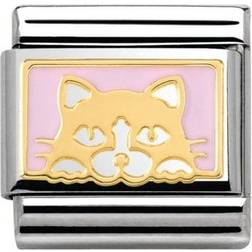 Nomination Composable Classic Link Standing Cat Charm - Silver/Gold/Pink