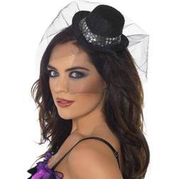 Smiffys Fever Mini Top Hat on Headband Black