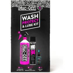 Muc-Off Clean, Protect & Lube Kit Kit Pulizia Bici Strumenti Essenziali per la Cura della Bici Include Detergente Bici, Lubrificante Bici Spray MO-94 un Lubrificante Catena Bici