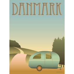 Vissevasse Danmark Camping Plakat 15x21cm