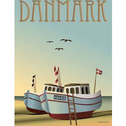 Vissevasse Danmark Fishing Boats Plakat 15x21cm