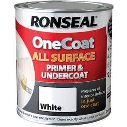 Ronseal One Coat All Surface Primer & Undercoat Metal Paint, Wood Paint White 0.75L