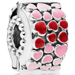 Pandora Burst of Love Clip Charm - Silver/Pink/Red