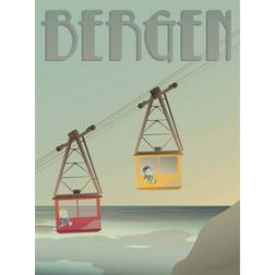 Vissevasse Bergen Ulriken Plakat 15x21cm