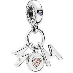 Pandora Mum Letters Dangle Charm - Silver/Pink/Purple