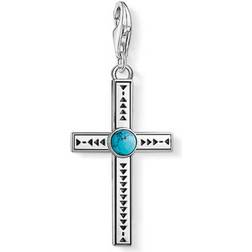 Thomas Sabo Ethnic Cross Charm Pendant - Silver/Turquoise