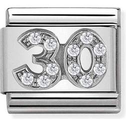 Nomination Composable Classic Number 30 Link Charm - Silver/ White