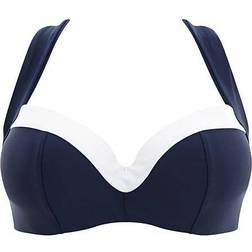 Panache Anya Cruise Halterneck Bikini Top - Navy/White