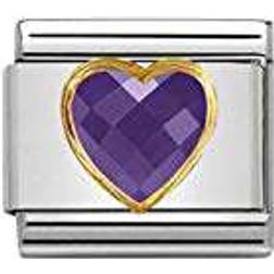 Nomination Composable Classic Multifaceted Heart Link Charm - Silver/Gold/Violet