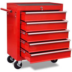 vidaXL Carrito Caja De Herramientas 5 Cajones Rojo