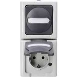 Kopp 130856009 1 pezzo Interruttore per ambienti umidi Completo Combinazione interruttore/prese BlueElectric Grigio