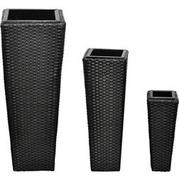 vidaXL Rattan Flower Pot 3 Pack