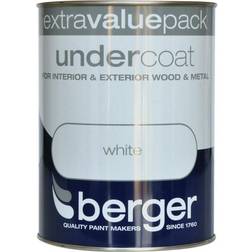 Berger Undercoat Metal Paint, Wood Paint Brilliant White 1.25L