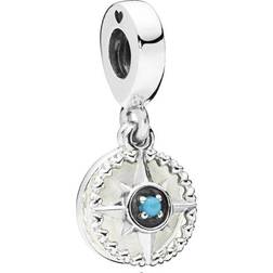 Pandora Compass Rose Pendant Charm - Silver/Blue