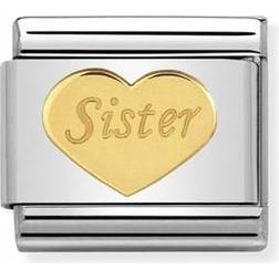 Nomination Composable Classic Link Sister Heart Charm - Silver/Gold