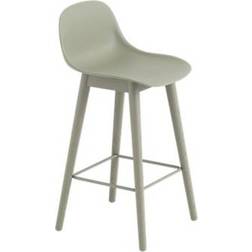 Muuto Fiber Wood Base with Backrest Barstol 97.5cm