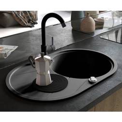 vidaXL Evier De Cuisine En Granit Bac Unique Ovale Noir