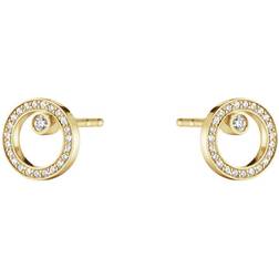 Georg Jensen 18K Yellow Gold Halo Diamond Circle Stud Earrings