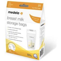 Medela Sachet de conservation pour lait maternel double glissière de sécurité bords renforcées, sans BPA, 180ml, Lot de 25