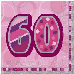 Partytajm Napkins Glitz 60 Pink 16-pack