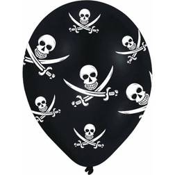 Amscan Latex Ballon All Round Printed Jolly Roger Black 6-pack