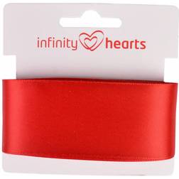 Infinity Hearts Satin Band Double Sided 38mm 250 Red - 5m