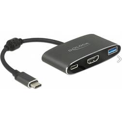 DeLock SuperSpeed USB C-HDMI/USB A/USB C Ferrite M-F 0.2m