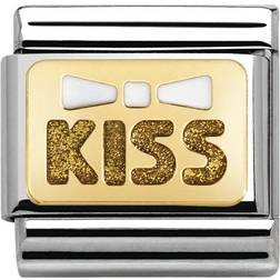 Nomination Composable Classic Link White Bow Kiss Charm - Silver/Gold/White