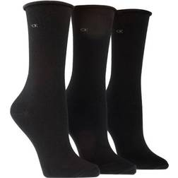 Calvin Klein Emma Roll Top Crew Socks 3-pack - Black