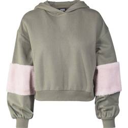 Urban Classics Ballon Sleeve Teddy Hoody - Olive/Rose