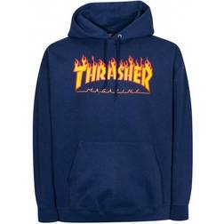 Thrasher Magazine Felpa Cappuccio Uomo Flame Hood - Navy