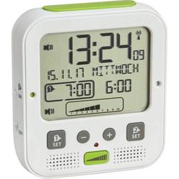 TFA Dostmann 60.2538.02 radiopiloté(e) Réveil blanc, vert Heures de réveil 2