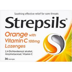 Strepsils Orange with Vitamin C 100mg 36pcs Lozenge