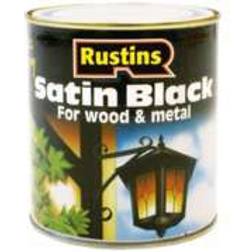 Rustins Quick Dry Satin Black Metal Paint, Wood Paint Black 0.25L