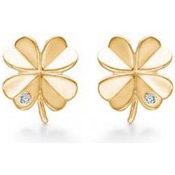 Mads Z Clover Earrings - Gold/Transparent