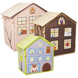 Rice Large Toy Baskets Wood House Theme 3-pack