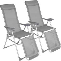 tectake Jana Set of 2 Folding Reclining Chair, Garden Dining Chair