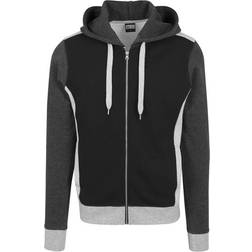 Urban Classics 3-Tone Sweat Zip Hoodie - Black/Grey/Charcoal