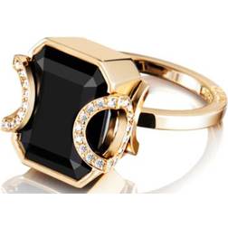 Efva Attling Little Magic Star Ring - Gold/Diamonds/Onyx
