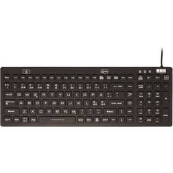 Computer Mester Waterproof Silicone Keyboard With Backlit Keys and Smart Cleaning Function (Nordic)