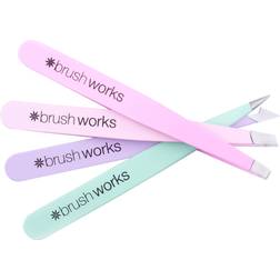 Brushworks Set Pinzas Depilatorias Colores 4uds