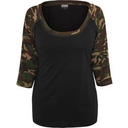 Urban Classics 3/4 Contrast Raglan T-Shirt - Blk/Woodcamo