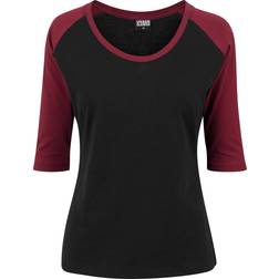 Urban Classics 3/4 Contrast Raglan T-Shirt - Blk/Burgundy