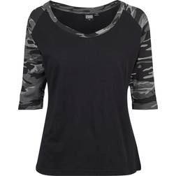 Urban Classics 3/4 Contrast Raglan T-Shirt - Black/Darkcamo