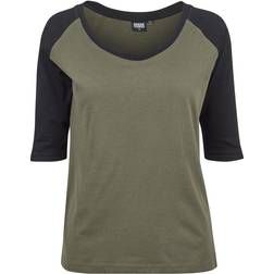 Urban Classics 3/4 Contrast Raglan T-Shirt - Olive/Black