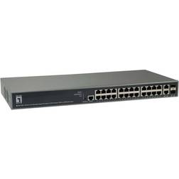 LevelOne GEP-2682 Commutateur L3 Lite 24 x 10/100/1000 PoE+ 2 x Gigabit SFP Montable Sur Rack 370 W