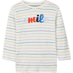 Name It Baby Printed Striped Long Sleeved T-shirt - White/Snow White (13161031)